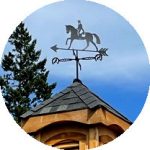 Large Dressage horse weathervane on cupola in the USA