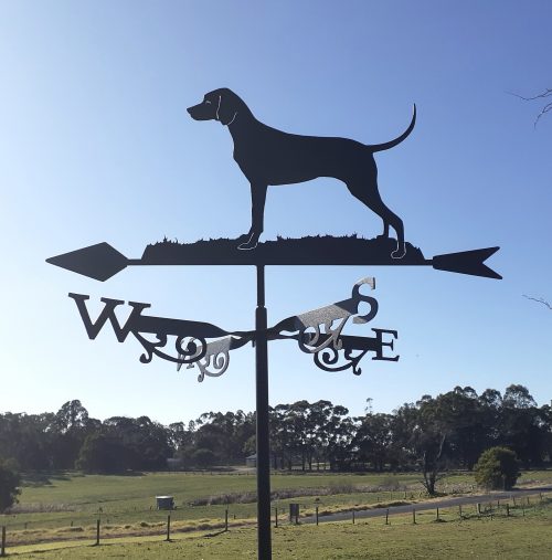Custom hand made dog weathervane featuring a Hungarian Visla Dog