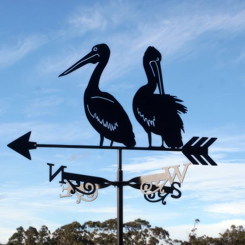Oz Metal Art's popular Australian Pelicans weathervane.